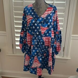 American flag tiered baby doll v neck dress new 🇺🇸🇺🇸🇺🇸🇺🇸🇺🇸🇺🇸🇺🇸🇺🇸🇺🇸
